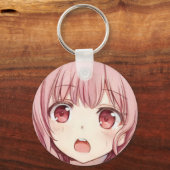 Anime roze meisje roze ogen bang sleutelhanger (Voorkant)