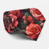 Anime Rozen Zwart Stropdas (Opgerold)