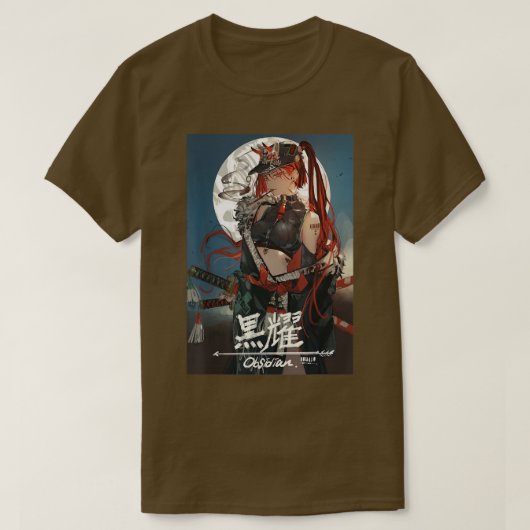 Anime Samurai Girl Kawaii Waifu esthetisch Japans T-shirt (Design voorkant)