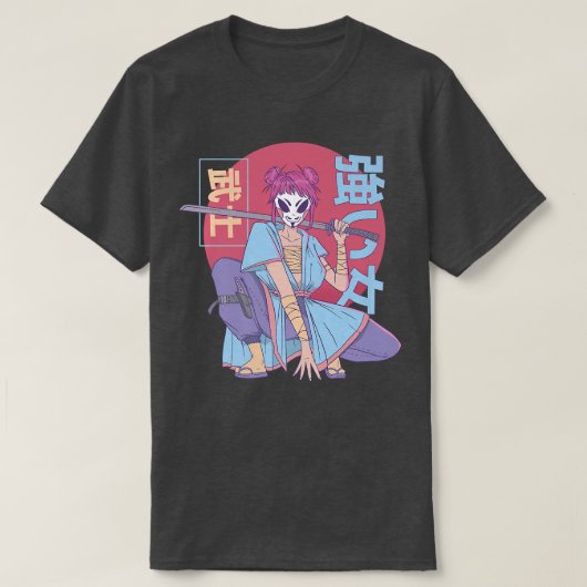 Anime samurai-krijger Japans meisje T-shirt (Design voorkant)