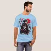 Anime Samurai Krijger Japans Stijl T-Shirt – Rood (Voorkant volledig)