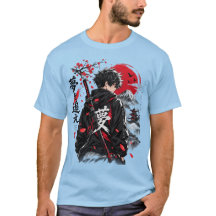 Anime Samurai Krijger Japans Stijl T-Shirt – Rood