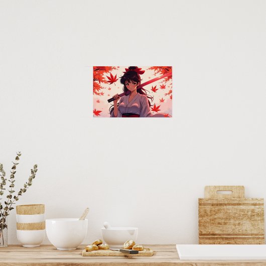 Anime Samurai Meisje Poster (Keuken)