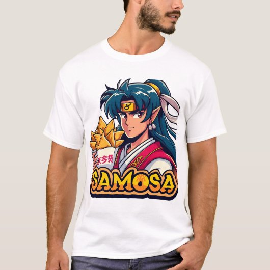Anime Samurai Samosa Lover Art T-shirt (Voorkant)