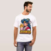 Anime Samurai Samosa Lover Art T-shirt (Voorkant volledig)