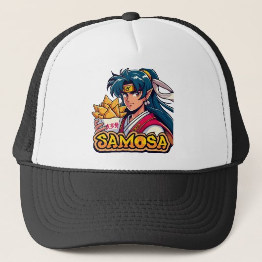 Anime Samurai Samosa Lover Art Trucker Pet (Voorkant)