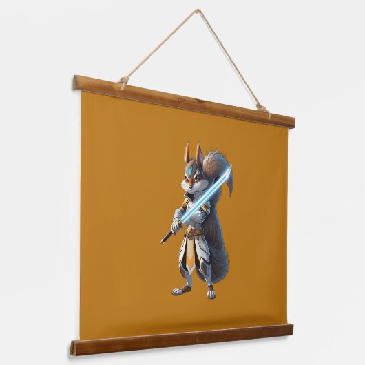 Anime Samurai Squirrel Warrior Hangend Wandkleed (Gebogen)