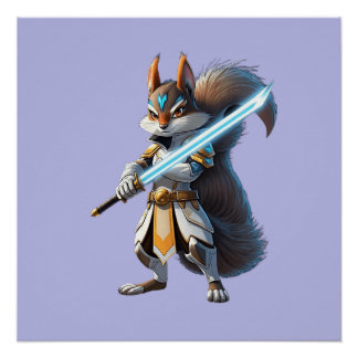 Anime Samurai Squirrel Warrior Perfect Poster