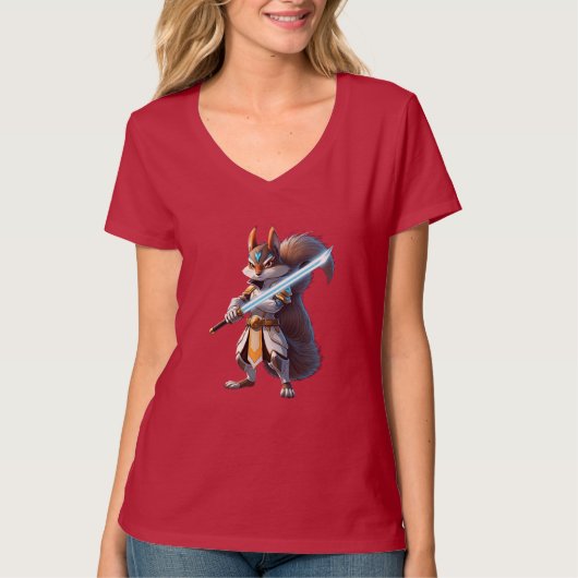 Anime Samurai Squirrel Warrior T-shirt (Voorkant)