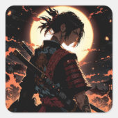 Anime samurai vierkante sticker (Voorkant)