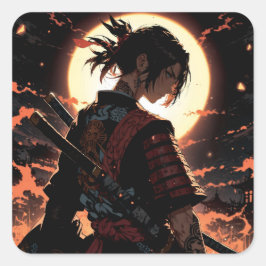 Anime samurai vierkante sticker