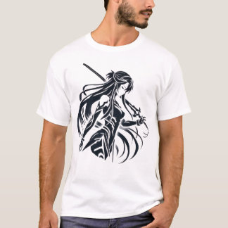 Anime Samurai Vrouwen 1x0001 Wit Zwart Beeld T-shirt