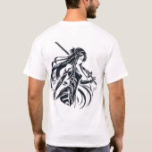 Anime Samurai Vrouwen 1x0001 Wit Zwart Beeld T-shirt (Achterkant)
