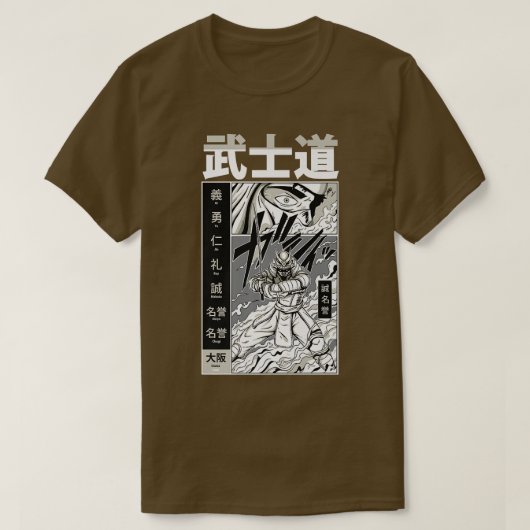 Anime Samurai Warrior Katana Fighter T-shirt (Design voorkant)