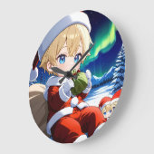 Anime Santa Boy Aurora Christmas Wall Clock Grote Klok (Hoek)