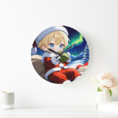 Anime Santa Boy Aurora Christmas Wall Clock Grote Klok (Huis)