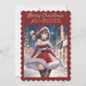 Anime Santa Girl Christmas Flat Holiday Kaart (Voorkant)