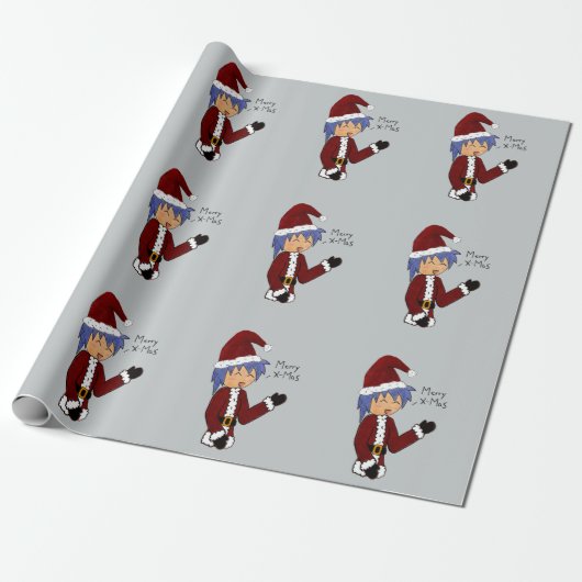 Anime Santa Wrapping Paper Cadeaupapier (Uitgerold)