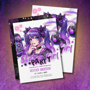 Anime Schaatsmeisje Verjaardagsfeestje Skateboarde