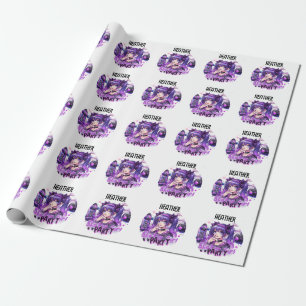 Anime Schaatsmeisje Verjaardagsfeestje Skateboarde Cadeaupapier