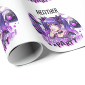 Anime Schaatsmeisje Verjaardagsfeestje Skateboarde Cadeaupapier (Rol Hoek)