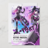 Anime Schaatsmeisje Verjaardagsfeestje Skateboarde Kaart (Voorkant)