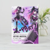 Anime Schaatsmeisje Verjaardagsfeestje Skateboarde Kaart (Staand voorkant)
