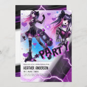 Anime Schaatsmeisje Verjaardagsfeestje Skateboarde Kaart (Voorkant / Achterkant)