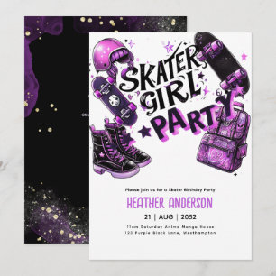 Anime-schaatsmeisje verjaardagsfeestje Skateboarde Kaart