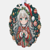 Anime schattige kerstdagen ornament kaart (Links)