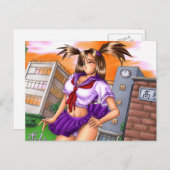 Anime School Girl Nikki Briefkaart (Voorkant / Achterkant)