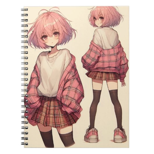 Anime-schoolmeisje Notitieboek (Voorkant)