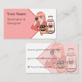 Anime Selfie & Strawberry Milk – Pink Panda Cafe A Visitekaartje