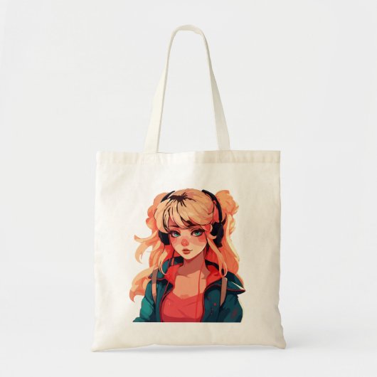 Anime Serenade: Turquoise Melodie Tote Bag (Voorkant)