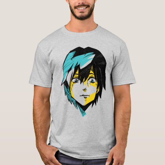 Anime Serious Face Sketch T-shirt (Voorkant)