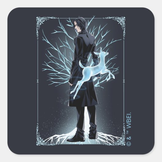 Anime Severus Sneep's Doe Patronus Vierkante Sticker (Voorkant)