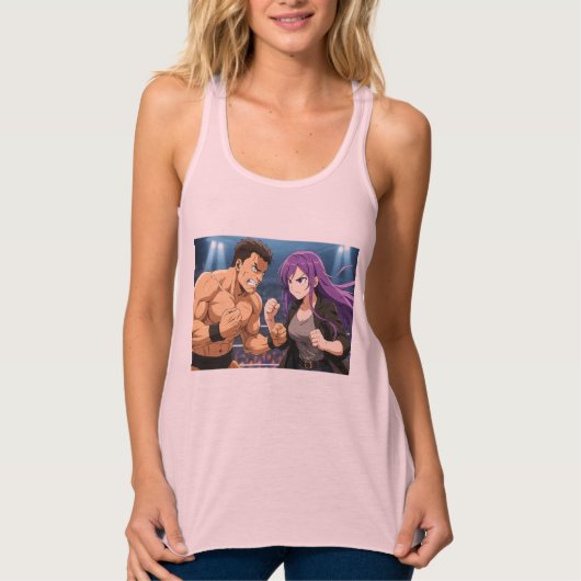 Anime Showdown: Fighter vs Heroine Tanktop (Voorkant)