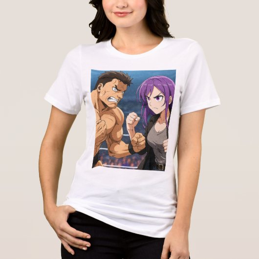Anime Showdown: Fighter vs Heroine Tri-Blend Shirt (Voorkant)