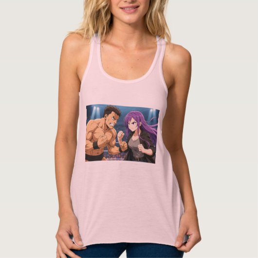 Anime Showdown: Vechters vs Heldin Tanktop (Voorkant)