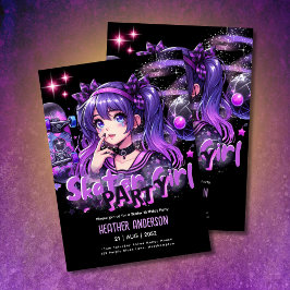 Anime Skater Meisje Verjaardag Party Skateboarden