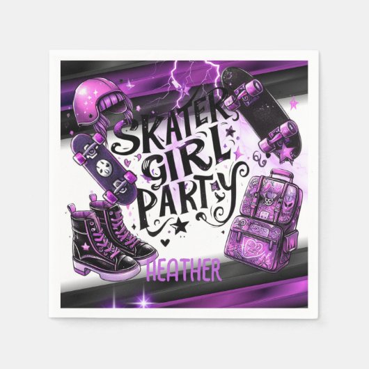 Anime Skater Meisje Verjaardag Party Skateboarden Servet (Voorkant)