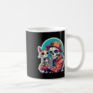 Anime skelet met een kat Shirt Lazy Halloween Koffiemok