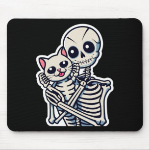 Anime skelet met een kat Shirt Lazy Halloween Muismat