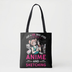 Anime Sketching Girl Otaku Teen Japanse Comic Fan Tote Bag