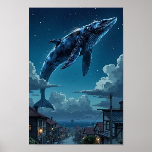 Anime Sky Whale Fantasy Wall Art Poster (Voorkant)