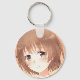 Anime-sleutelhanger met zoete bruine haren sleutelhanger