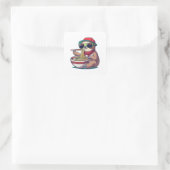 Anime Sloth Eating Ramen Vierkante Sticker (Tas)
