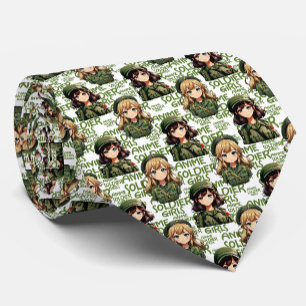 Anime Soldier Girls Patroonontwerp Stropdas