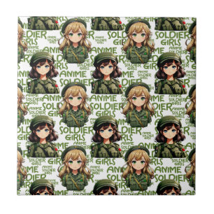 Anime Soldier Girls Patroonontwerp Tegeltje