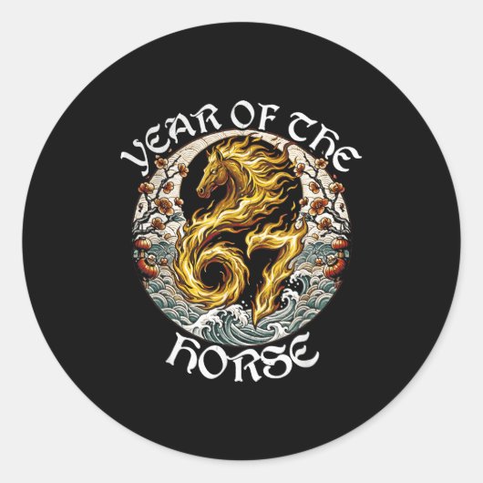 Anime Srit Fire Horse 2026-7 Mythic Zodiac New Yea Ronde Sticker (Voorkant)